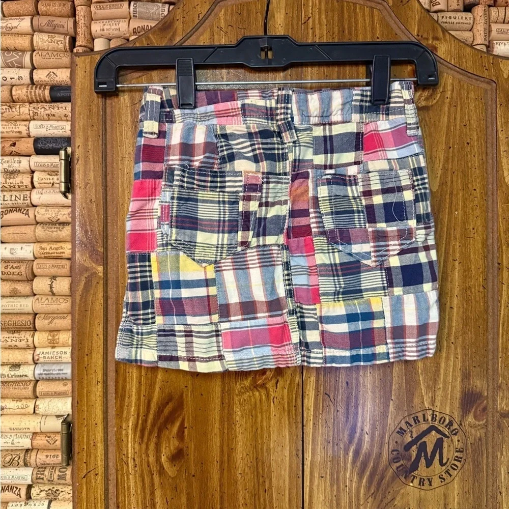 Vintage Y2K Old Navy kids patchwork quilted multicolor skirt size 7.